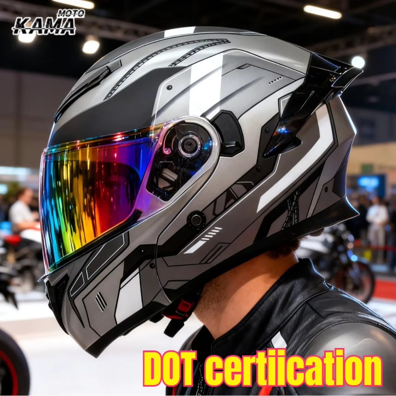 Modular Flip Up Motorcycle Helmet Dot Approved - DOT承認済みオートバイヘルメット ダブルバイザー モジュラーフリップアップヘルメット フルフェイス カスクモト レーシング