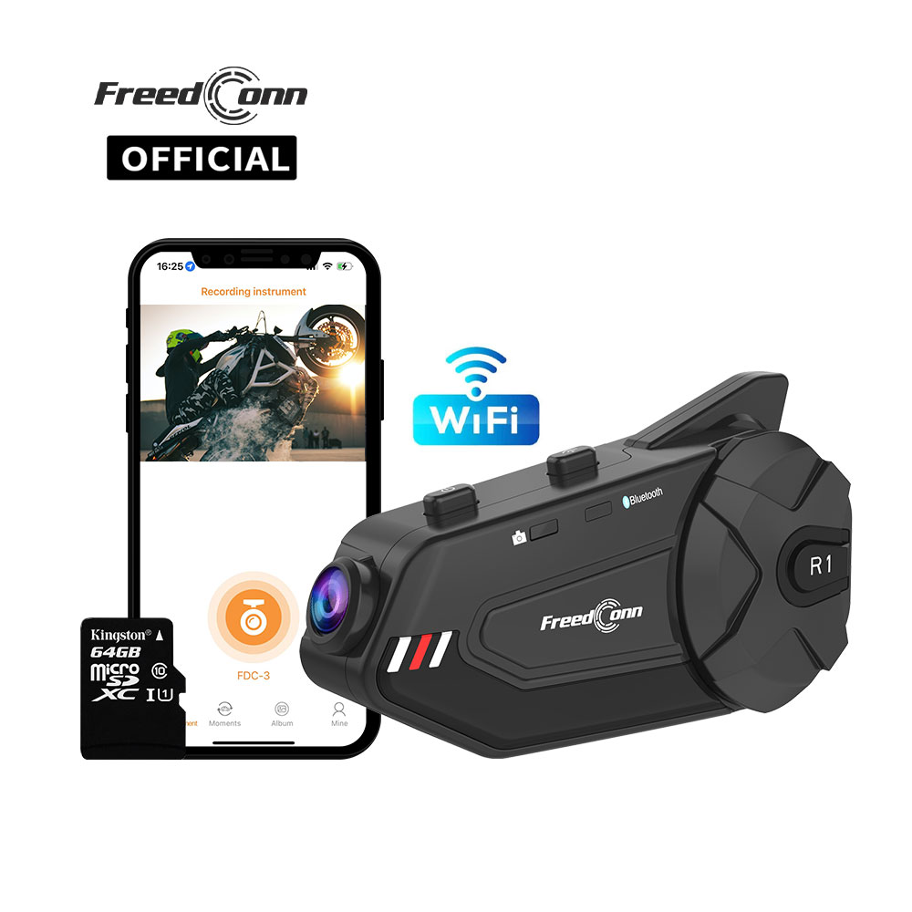 Full Face Motorcycle Helmet With Bluetooth - Freedconn R1Plus Bluetooth オートバイインターホンヘルメットヘッドセット Wifi APP