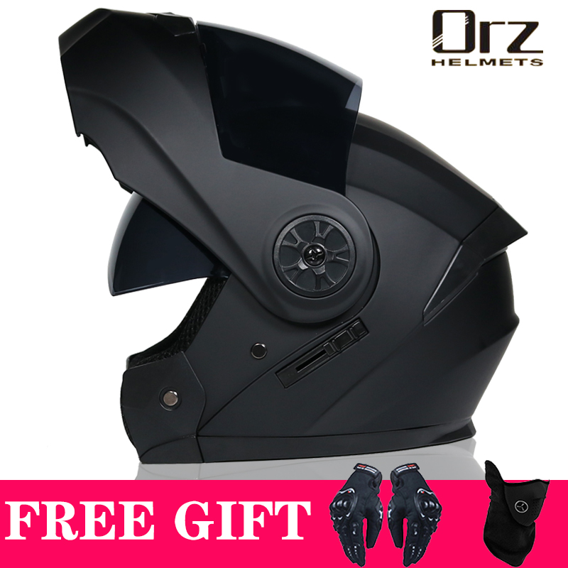 Modular Flip Up Motorcycle Helmet Dot Approved - 最新のDOT承認済み安全モジュール式フリップオートバイヘルメット、ヴォヤージュレーシングデュアルレンズヘルメット、インテリアバイザーOrz-161
