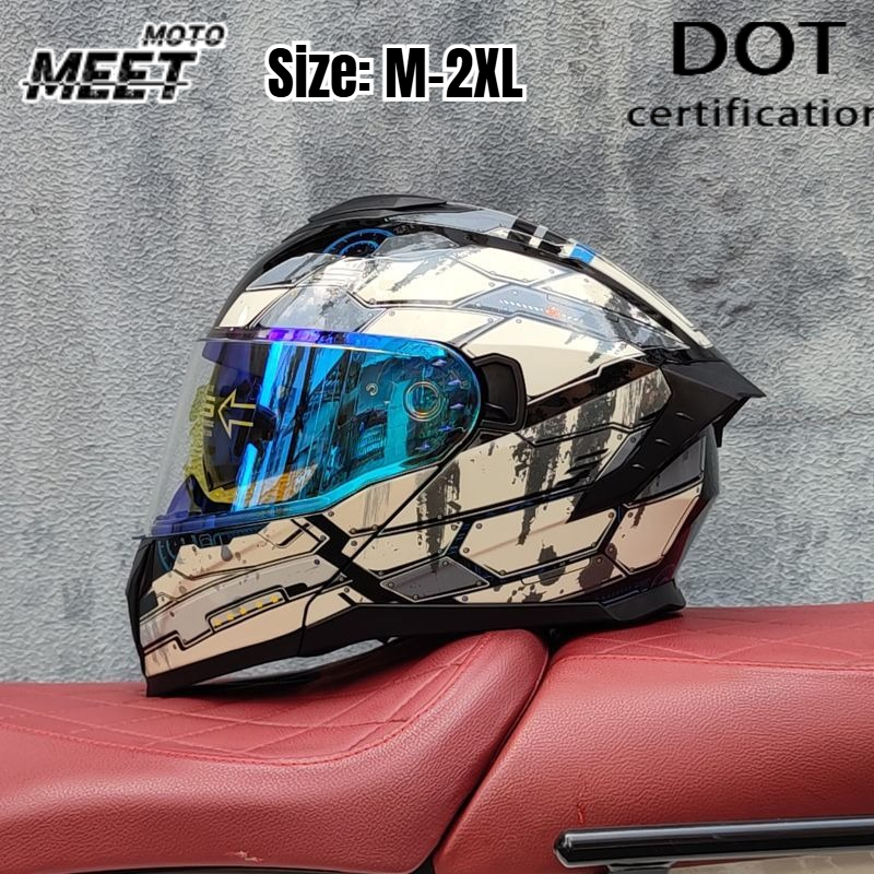 ユニセックス対応のフルフェイス型バイク用ヘルメット。クイック - Quick Release Buckle Motorcycle Helmet のレビューと価格