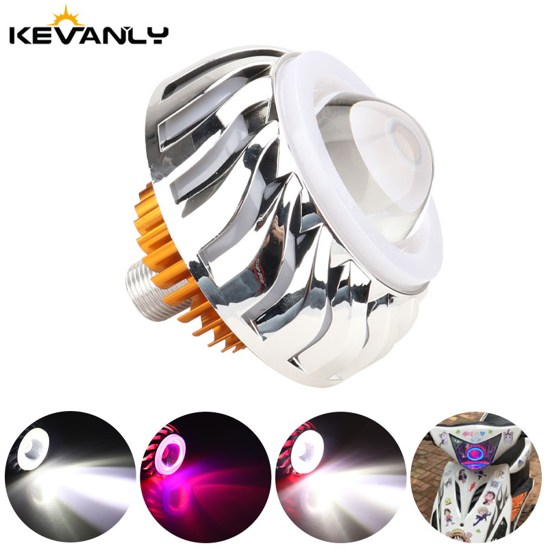 1 個車のオートバイのヘッドライトデュアル LED 天使悪魔 - Universal Motorcycle Led Headlight Projector のレビューと価格