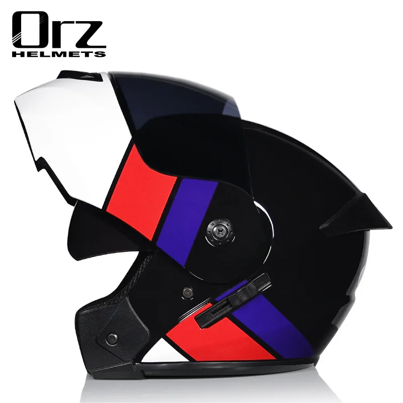 ユニセックスフルフェイスレーシングバイクヘルメット、ダブルレ - Dual Visor Motorcycle Racing Helmet のレビューと価格