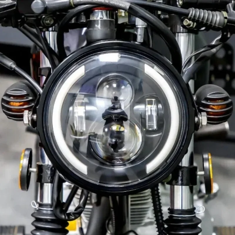 50W、7インチ（17.78cm）、LEDエンジェルアイヘッ - Universal Motorcycle Led Headlight Projector のレビューと価格