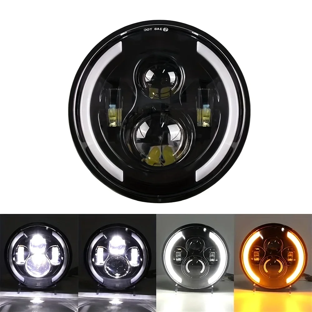 50W、7インチ（17.78cm）、LEDエンジェルアイヘッ - Universal Motorcycle Led Headlight Projector のレビューと価格