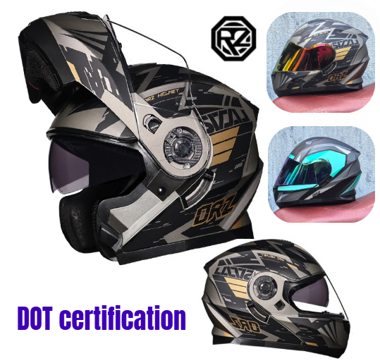 ORZ-オートバイ用ダブルバイザー付きフルフェイスヘルメット - Modular Flip Up Motorcycle Helmet Dot Approved のレビューと価格